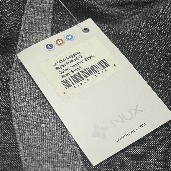 NUX London Leggings NWT Heathered Charcoal and Black Medium Compression Small - Picture 10 of 13